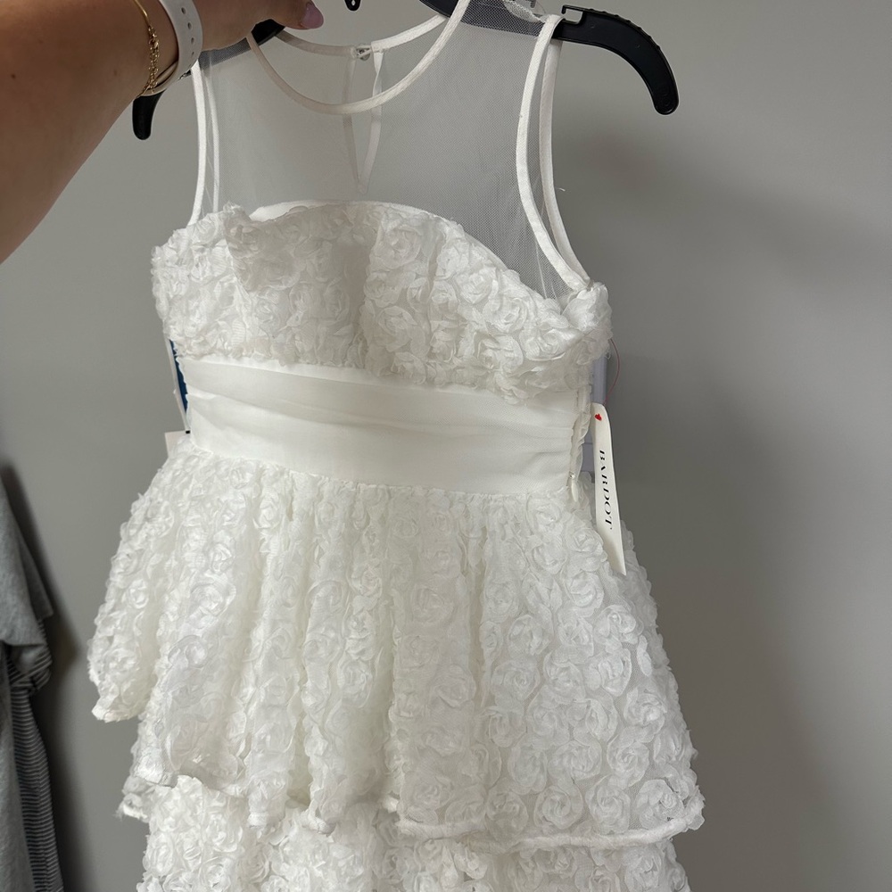 Bardot White Tiered Floral Rosette Dress for Girls